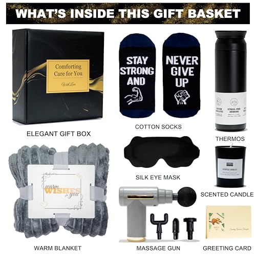 Get Well Soon Gifts for Men, Get Well Soon Gift Basket Men, Care Package for Man with Massage Gun, After Surgery, Cancer G...