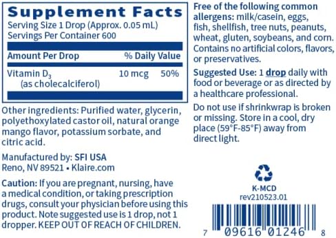 Klaire Labs Ther-Biotic Synbiotic Probiotic (30 Capsules) & Micellized Vitamin D3 Liquid for Children, Infants & Adults (600 Servings / 1 fl oz) Bundle - Low-FODMAP Probiotic Supplement & Vitamin D