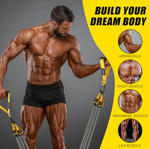 WOQQW Heavy Resistance Bands for Working Out, 350lbs/450lbs Exercise Bands with Handles, Workout Bands Set for Men, Fitnes...