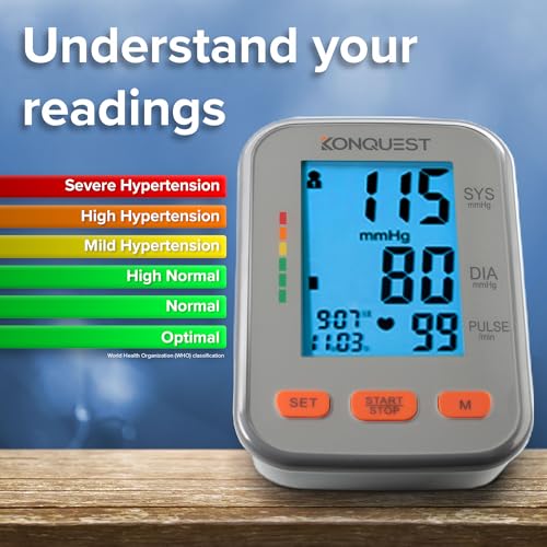 Konquest KBP-2704A Digital Blood Pressure Monitor – Automatic Upper Arm BP Machine with Large Cuff (8.5–16.5 in), Backlit ...