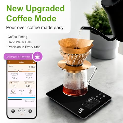KOK Smart Food Scale with 30 Nutritional Calculator, Coffee Timer Function APP, Track Calorie, Macro, Carb for Weight Loss...