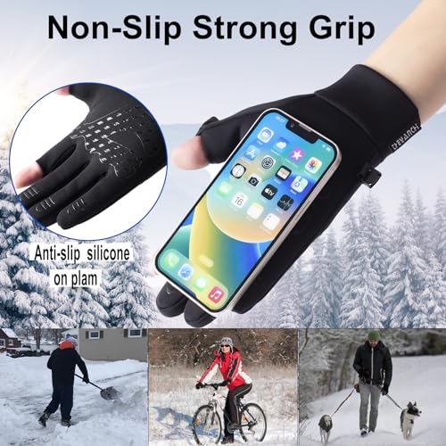 weiatas Winter Fingerless Gloves for Men Women Touch Screen, Cold Weather Thermal Sport Gloves for Fishing Running Cycling...