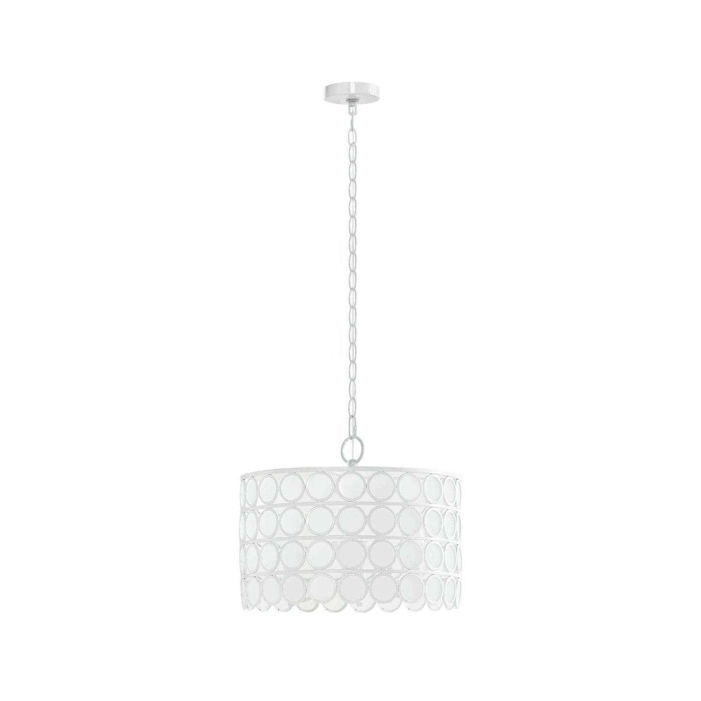 Hampton Hill Mid Century Chandelier, 16.25Dia X 51.75H, White, Iron & Glass, Model Fb150-1160, Adjustable Ceiling Light For Bedrooms & Dining