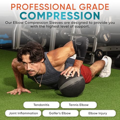 PhysFlex Elbow Brace 2 Pack for Tennis & Golfer's Elbow Pain Relief - Elbow Compression Sleeve for Weightlifting, Workout,...