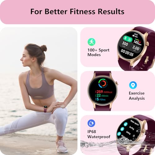 Smart Watch for Women, Answer/Makr Call, 1.32'' AMOLED Ultra-Clear Screen Fitness Trackers with Heart Rate/Sleep/SpO2 Moni...