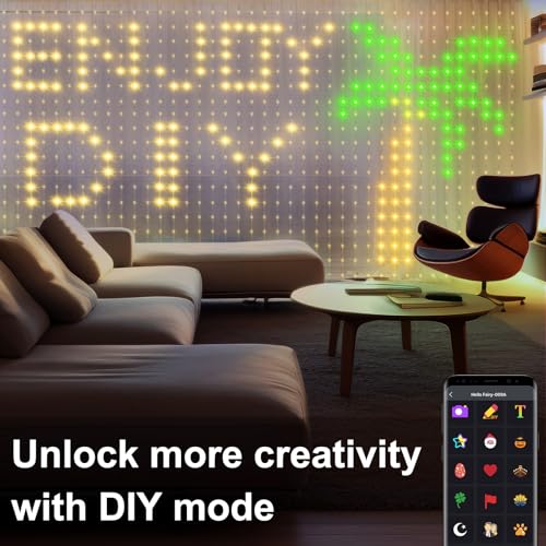 CCILAND Smart 800LED Curtain Lights 20Ft x 10Ft with App Programmable, Color Changing Dynamic DIY Curtain String Lights Mu...