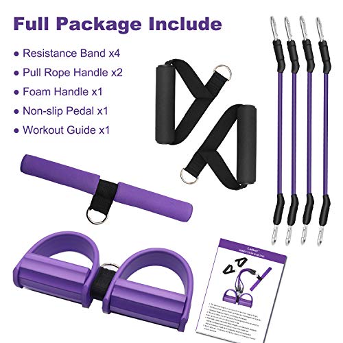 Pedal Resistance Band, 4-Tube Elastic Pull Rope, Sit-up Equipment, Yoga Strap Bodybuilding Expander, Exercise Bands, Fitne...