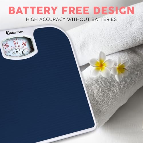 Adamson A21 Analog Scales for Body Weight - Up to 300 LB - New - Anti-Skid Rubber Surface + Large Numbers - Analog Bathroo...