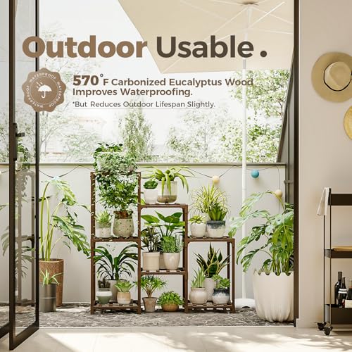 Bamworld Plant Stand Indoor Plant Shelf Outdoor Wood Plant Rack for Multiple Plants 3 Tiers Ladder Plant Holder for Living...