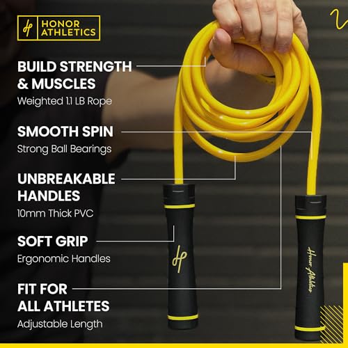 Honor Athletics 3.0 Muay Thai Style Weighted Jump Rope/Crafted for High-Intensity Training/Muay Thai & MMA - Lasting PVC J...
