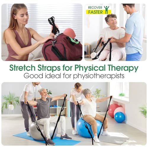 Foilswirl 8 Pack Stretching Strap with 10 Loops Bulk Yoga Strap Bulk for Physical Therapy Stretch Bands with Loops Non Ela...