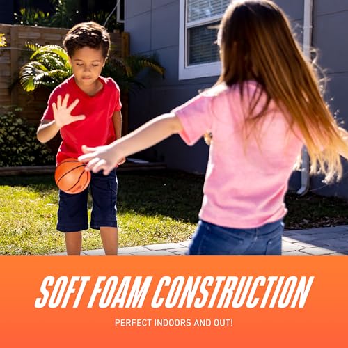 Nerf Mini Foam Basketballs - Indoor + Outdoor Foam Balls - 5" Inch Basketballs for Mini + Over The Door Hoops - 2 Balls In...
