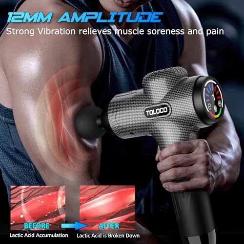 TOLOCO Massage Gun, Upgrade Deep Tissue Back Massager with 10 Replacement Heads, Percussion Massage Guns for Athletes for ...