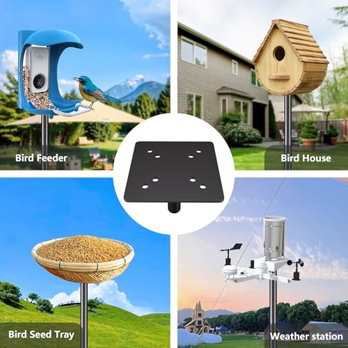 Bird Feeder Pole Kit 110 Inch,Bird House Pole for Outdoors Heavy Duty,5 Base Prongs Adjustable Birds Feeder Stand for House