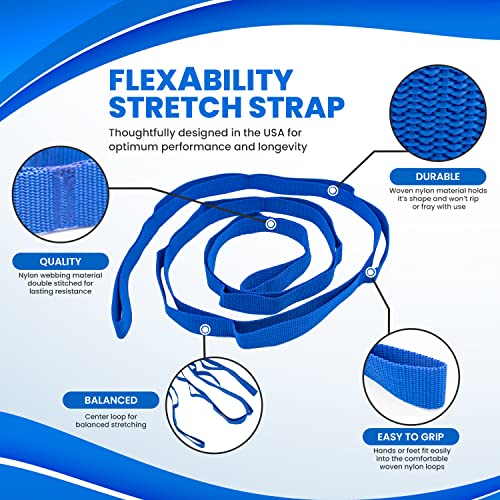 RangeMaster Stretch Strap with Exercise Guide│ Versatile Multi-Loop Strap Perfect for Yoga, Pilates, and Physical Therapy...