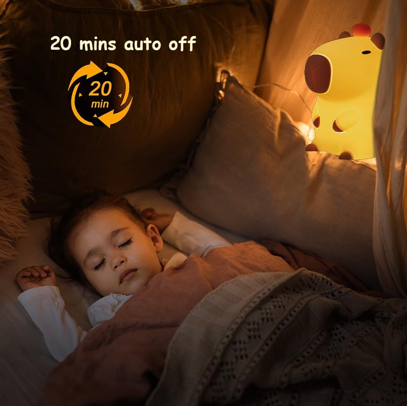 Bestfaith Cute Tangerine Capybara Night Light  Led Squishy Night Lamp  2 Levels Dimmable Nursery Nightlight For Kids  Rechargeable Touch Lamp  Dorm Decor  Kids Funny Gifts (Fixed Tangerine)