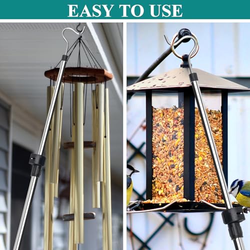Greeily Clothes Hanger Reaching Hook Telescopic Adjustment clothes hook pole Light and can Extend from 37" to 65" with 4.7...