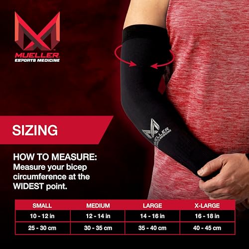 MUELLER Esports Medicine True Graduated Compression Gaming Arm Sleeves for Men and Women, 1 Pair (2 Arm Sleeves), Fits Lef...