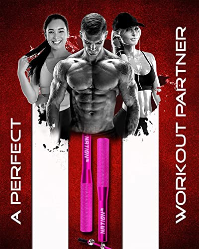 WOD Nation Aluminum Handle High Speed Adjustable Jump Rope for Women and Men - Perfect Skipping Rope for Boxing, Fitness, ...