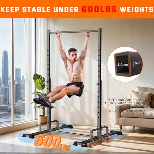 HWOOUSA Pull Up Station, Adjustable Pull Up Bar Free Standing Power Racks, Multifunctional Heavy Duty Steel Pull Up Tower,...