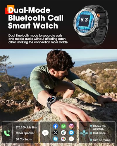 Smart Watches for Men, Bluetooth Call Military Smart Watch, Waterproof Fitness Tracker with Heart Rate/Blood Oxygen/Sleep ...
