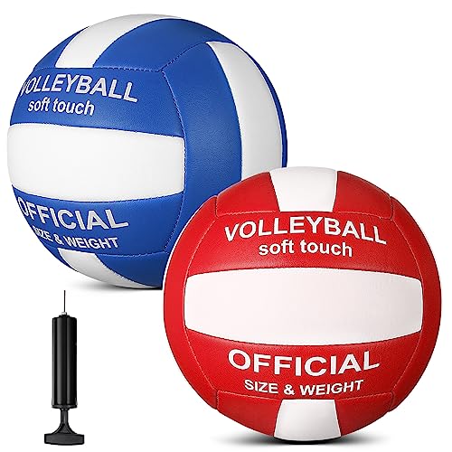 Lenwen 2 Pack Beach Volleyball Official Size 5 for Indoor Outdoor, Waterproof Soft Volleyball with Pump for Adult Beginner...