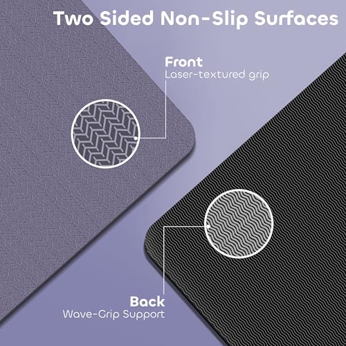 Non-slip TPE Yoga Mat for Women & Men,72"x24" Double-Sided Workout Mat for Home Gym Pilates Fitness,1/4 Inch Packable Ligh...