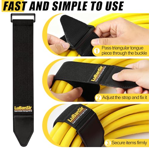 LuBanSir Cinch Straps, 2" x 24" (4 Pack) Elastic Hook and Loop Storage Strap for Extension Cord, Cable, Cord Wrap, Rope an...
