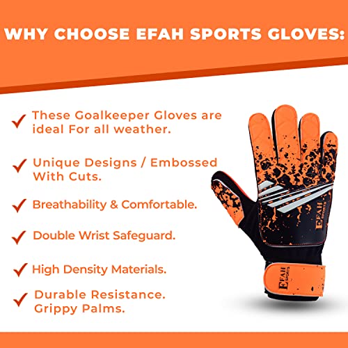 EFAH SPORTS Soccer Goalkeeper Gloves for Kids Boys Children Youth Football Goalie Gloves with Strong Grips