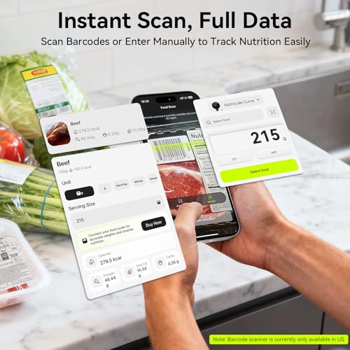 Ultrean Smart Food Scale with Nutritional Calculator, Kitchen Scale for Weight Loss, Food Weight Scale with App for Calori...
