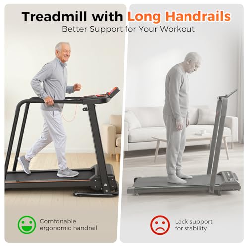 Lastforever Walking Treadmills with Extended Handrails, 2.5HP Quiet Motor, Heart Rate Monitor, 310 lbs Capacity, Treadmill...