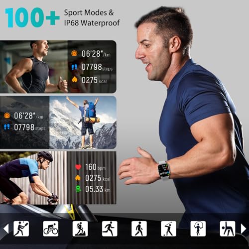Smart Watch for Women Men(Answer/Make Call), Smartwatches with Heart Rate/SpO2/Sleep/Stress Monitor, IP68 Waterproof Activ...