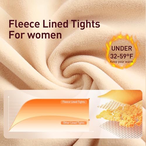 JIZ Translucent Fleece Lined Tights Women, Thermal Tights for Women Winter, Pantyhose Leggings, Warm Sheer Tights for Wome...