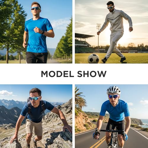 LOLOON Cycling Sunglasses for Men Women Youth, Wrap Around Sports Sunglasses for Running Climbing Bike Baseball Softball Golf