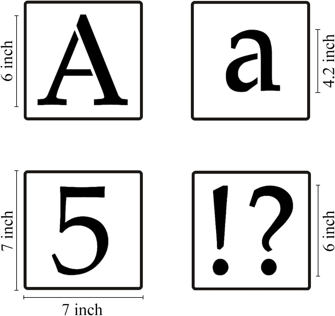 6 Inch Alphabet Letter Stencils for Painting - 70 Pack Letter and Number Stencil Templates with Signs for Painting on Wood, Reusable Letters and Numbers Stencils for Chalkboard Wood Signs & Wall Art