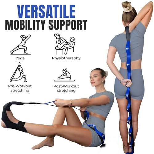 Stretch Strap with Loops Physical Therapy - Full Body Exercise Straps for Stretching with Detachable Foot - Leg & Calf Str...