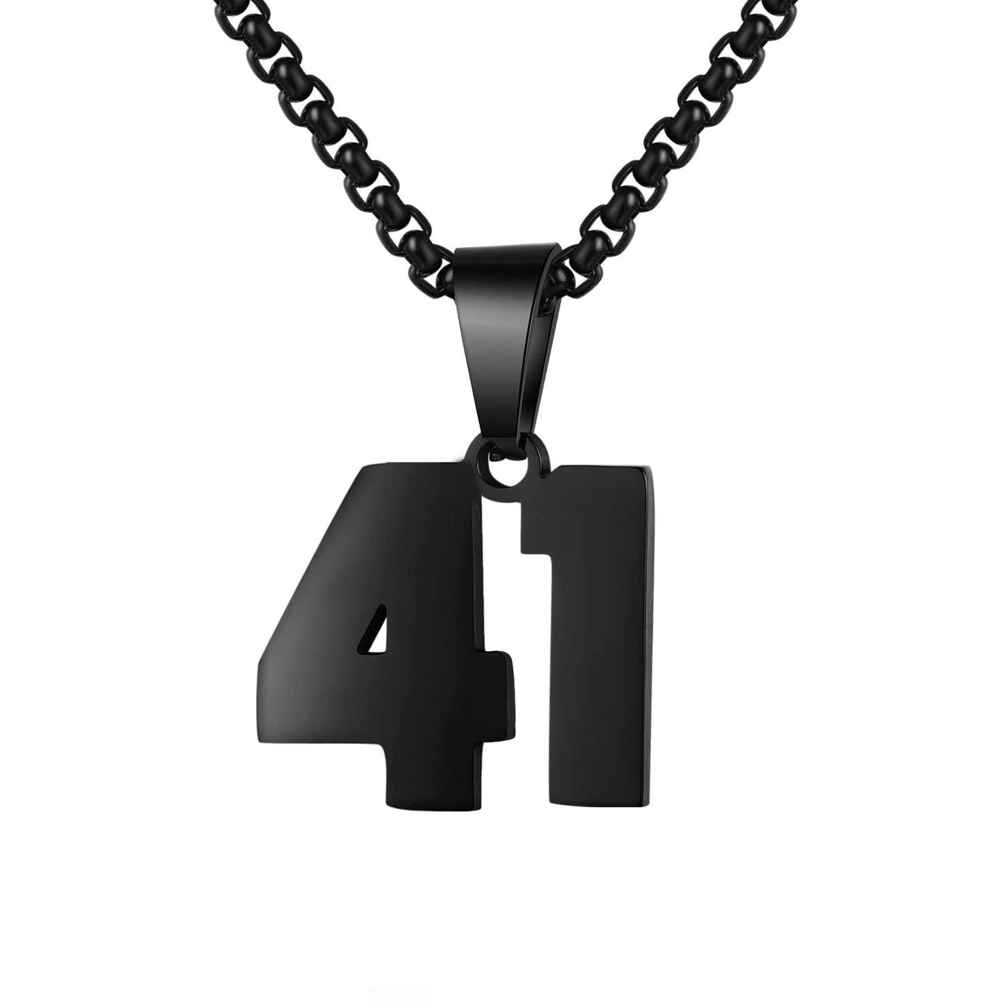 Number Necklaces Personalized Necklaces Black Initial Number Pendant Stainless Steel Chain Movement Necklaces for Men Women (41)