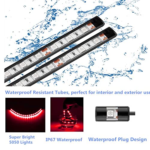 Vbakor Boat Led Strip Lights  4 Pcs 24 Marine Boat Interior Courtesy Deck Navigation Lights  Super Bright Waterproof Marine Led Lights Strip For 12V Pontoon Fishing Boat Yacht Kayak Sailboat (Red)