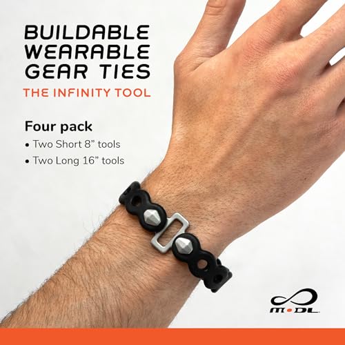 MODL Infinity Tool™ 2.0 Modular Straps (4-Pack) - Flexible Multi-Tool, Gear Strap, Wearable Gadget for Outdoor Adventure, ...