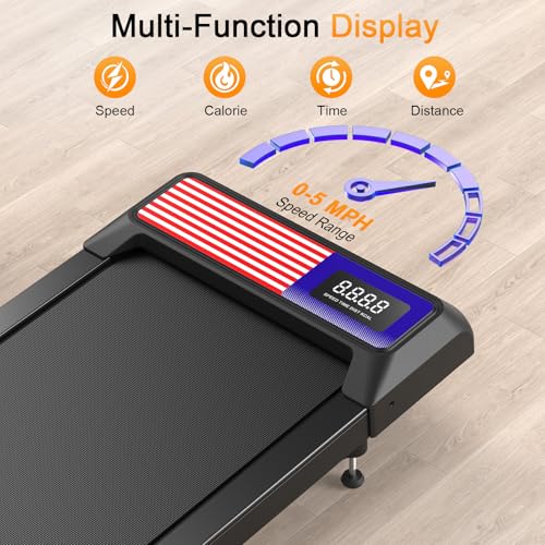 Walking Treadmill Pad with Handle Bar, Silent and Foldable Fitness Equipment, Treadmill with 4-in-1 Modes, Easy Assembly, ...