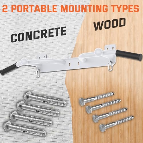 Wall Mounted Pull Up Bar - Heavy Duty Chin Up Bar, Pull-Up Bar for Garage, Joist, Wall Mount - Multifunctional Fitness Ba...