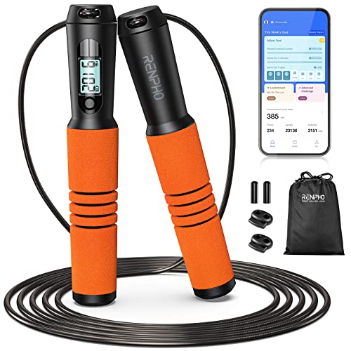RENPHO Digital Bathroom Scale Marble, Smart Jump Rope Orange