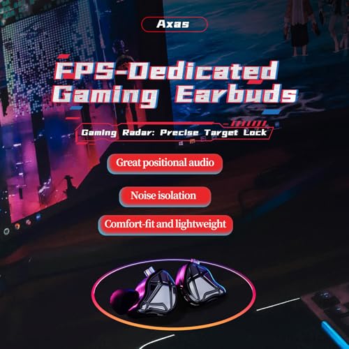 KZ Axas Gaming Earbuds Wired with Mic for PS4 PC Xbox PS5, Noise Isolation IEM for Gaming with Low Latency, Comfort-Fit Ea...