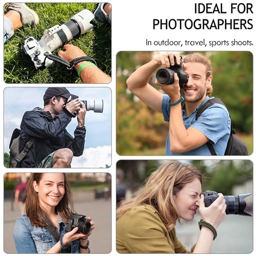 AQAREA Camera Wrist Strap for DSLR Mirrorless Camera, Quick Release Camera Hand Strap with Safer Connector（Black）