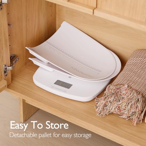 Momcozy Baby Scale, Multi-Function Scale for Body Weight and Height Measurement, Weighted Feeds, with Curved Removable Tra...