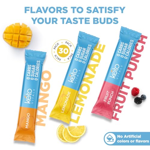 Keto Vitals Original Electrolytes Powder Packets | Keto Friendly Electrolyte Hydration Packs | Sugar Free Electrolytes | E...