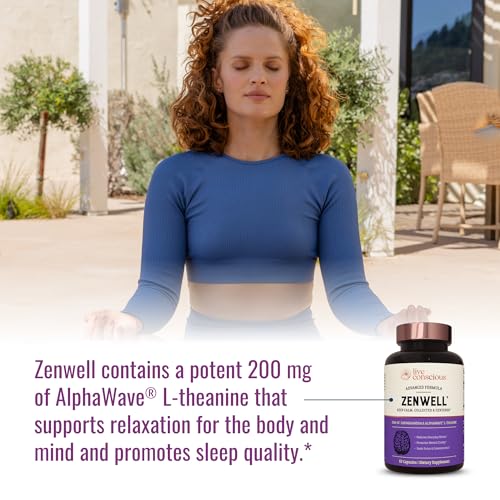 Live Conscious KSM-66 Ashwagandha Supplement w/L Theanine & AlphaWave - ZenWell Everyday Stress Relief, Cognitive, Brain H...
