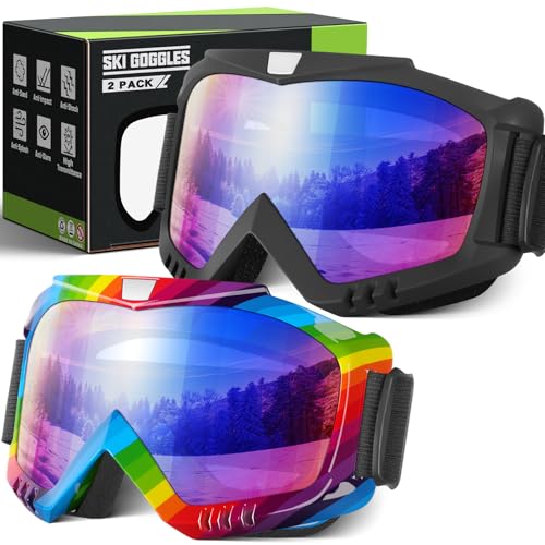 YENPK Ski Goggles Men Women, Snowboard Goggles UV Protection Anti Fog OTG Snow Goggles for Snowmobile Skiing Skating