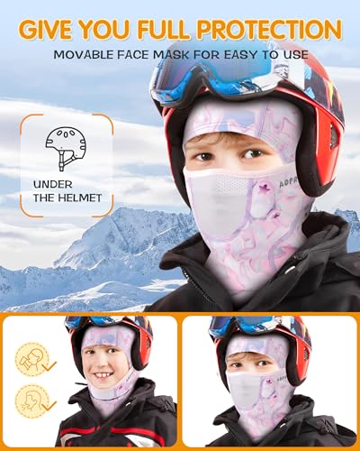 AOPREL Kids Balaclava Ski Mask with Breathable Holes, Windproof Fleece Full Face Mask for Cold Weather Boys Girls