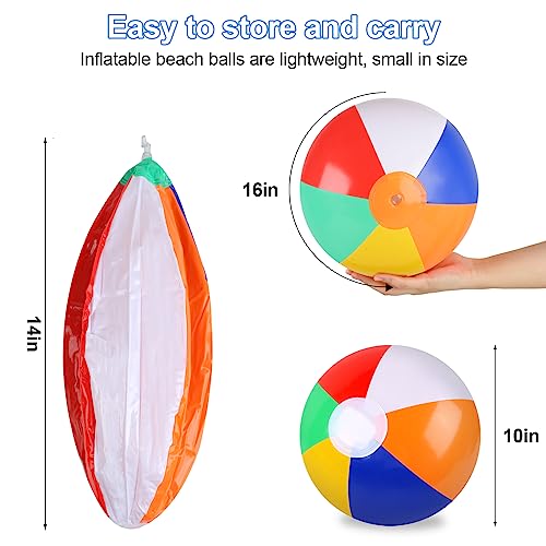 Rindion 6 Pack Beach Balls, 10 Inch Beach Balls for Kids, Rainbow Color Pool Toys Pool Balls for Swimming Pool, Beach Toys...